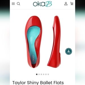 Oka b. Taylor Shiny Ballet Flats in 🍒 Cherry Red, size 7